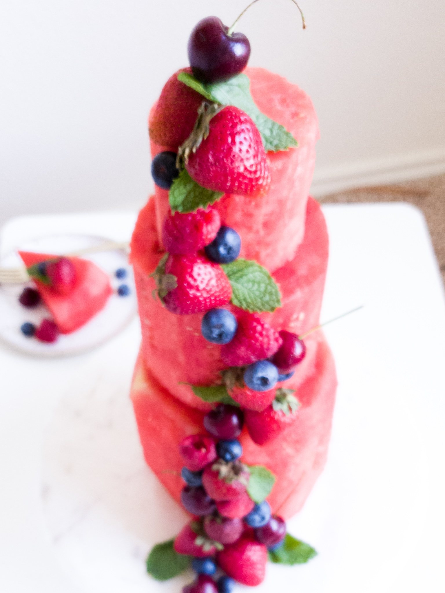 Watermelon Stack Cake Tiered Watermelon Cake - Keeping It Holistic