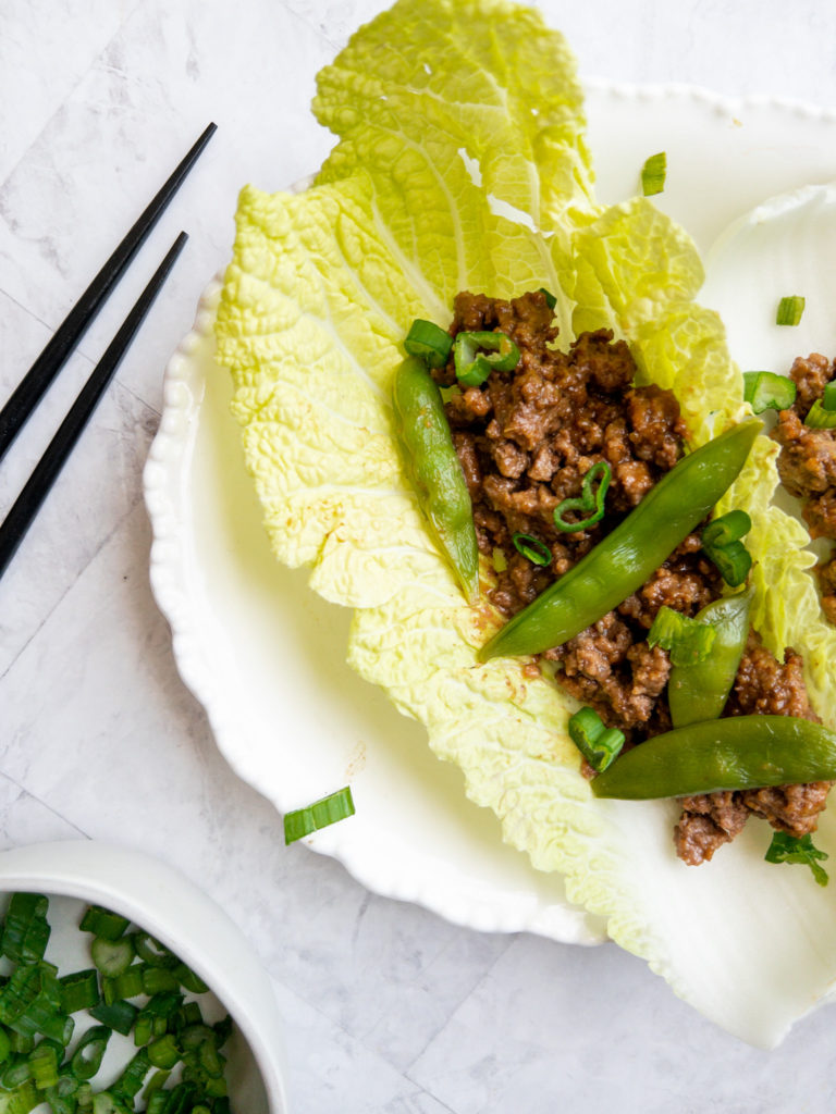 Asian peanut beef cabbage wraps