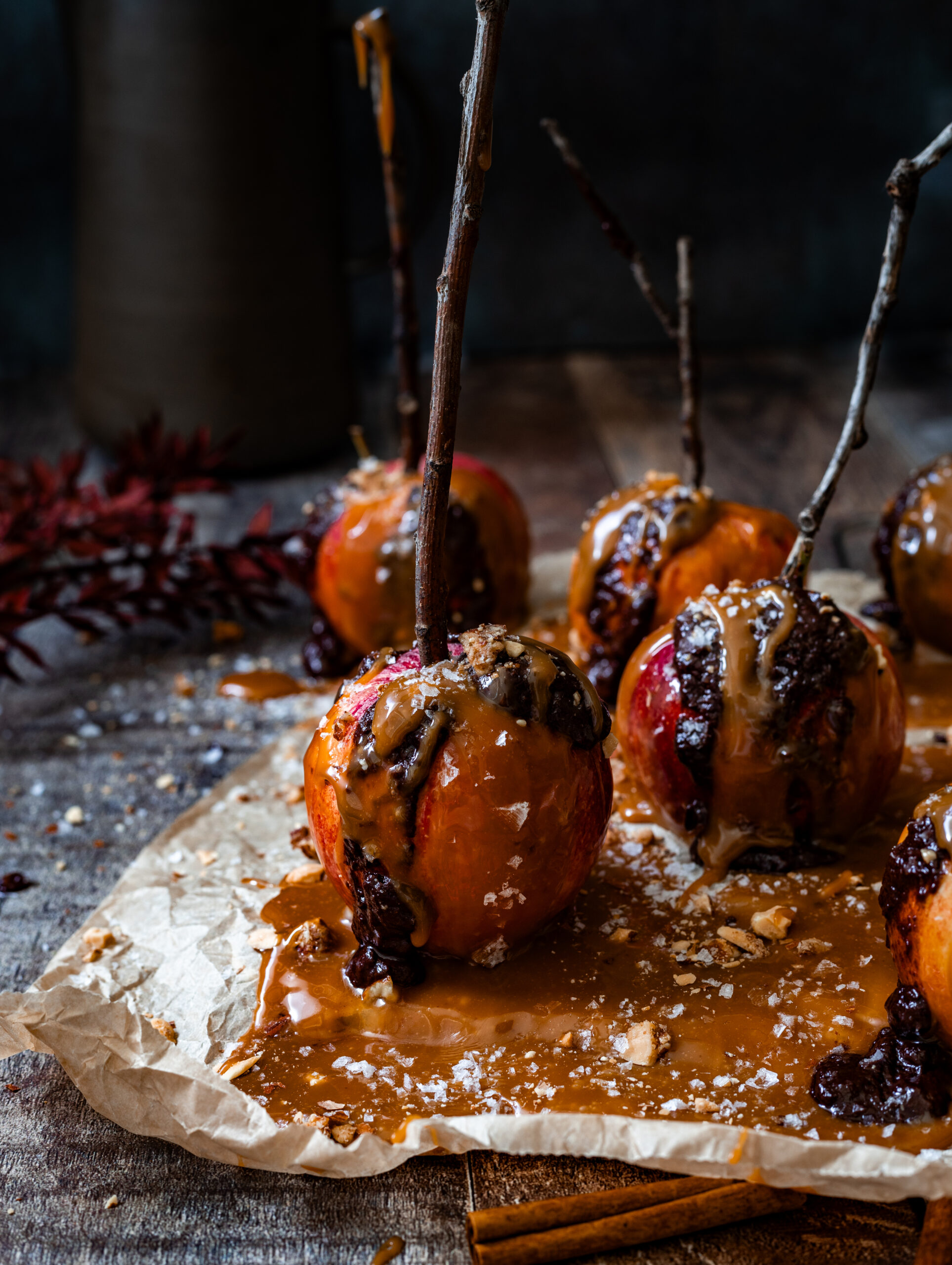 Snickers bar caramel apples