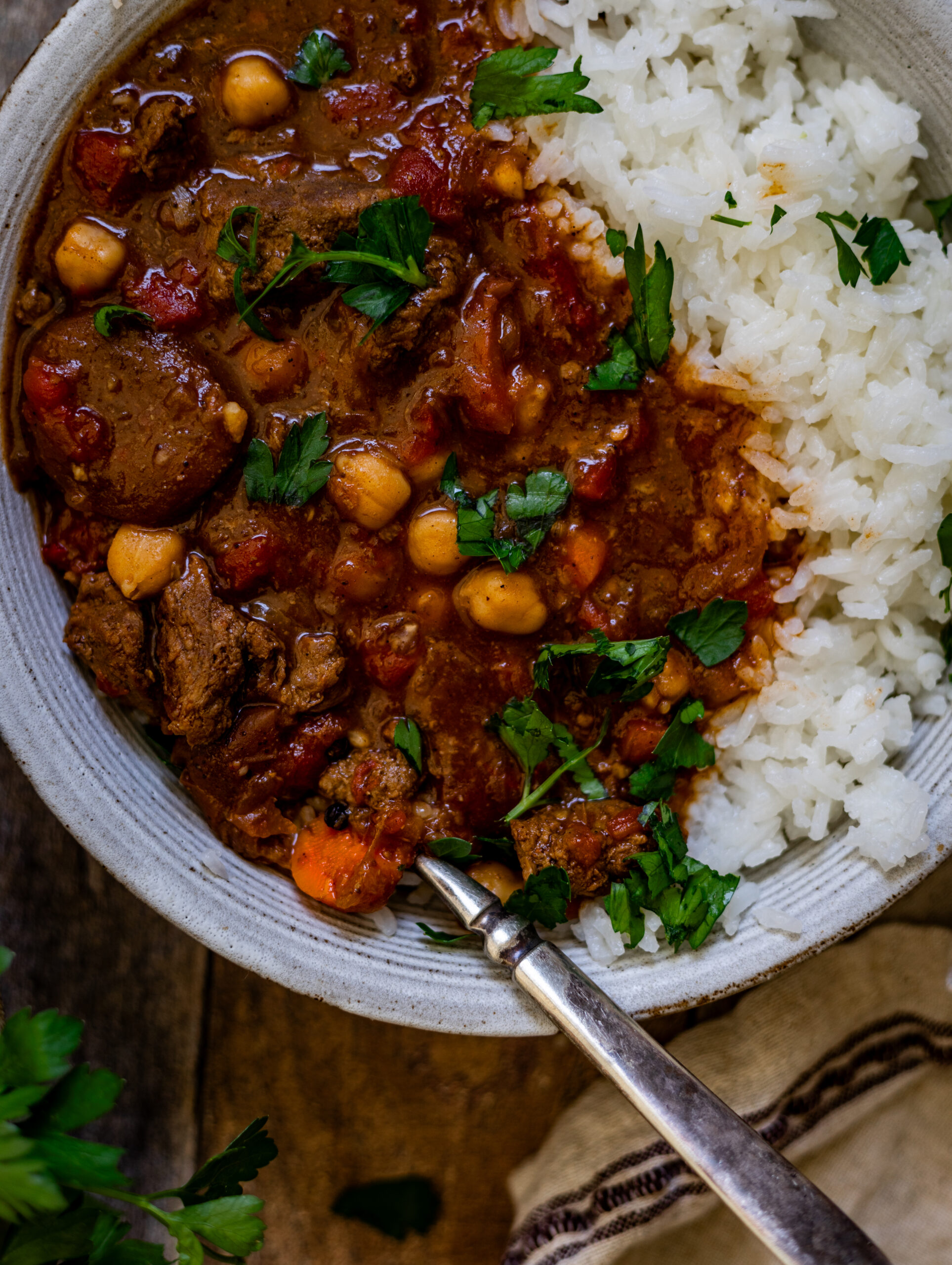 Moroccan stew made with lamb or beff stew meat
