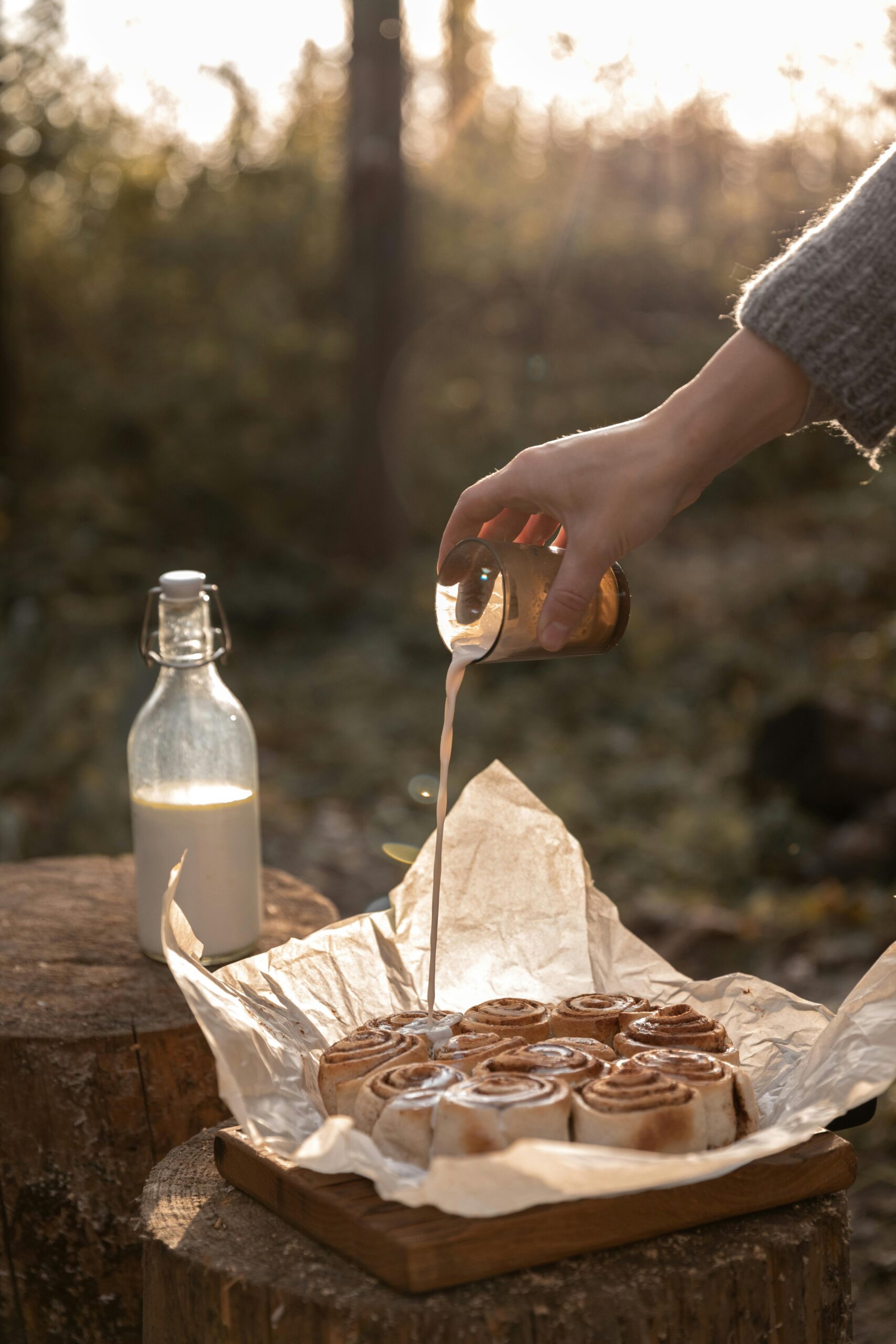 Homemade sourdough rolls with sweet glaze