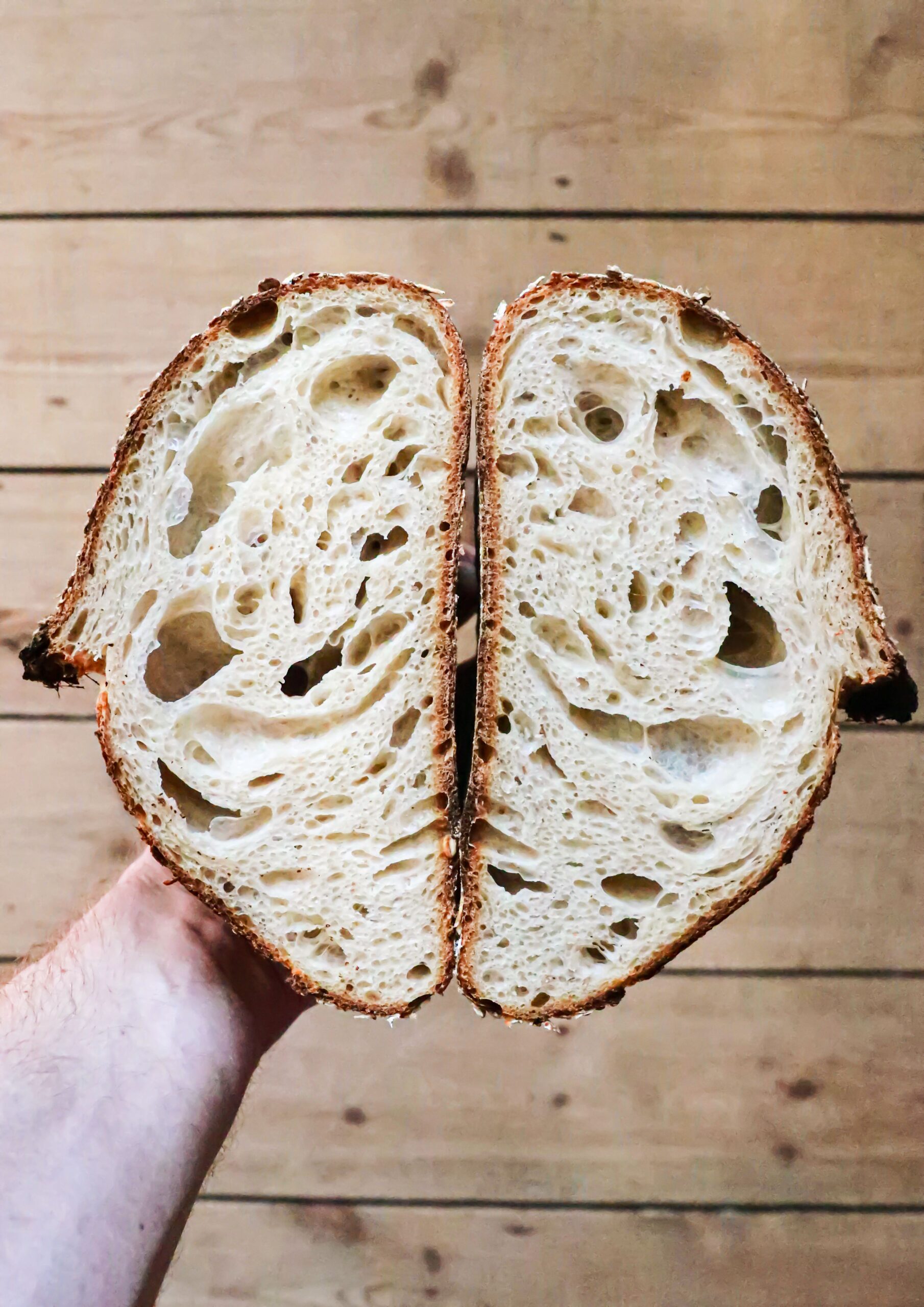 Wild yeast bread sliced, a naturally fermented bread without commercial yeast