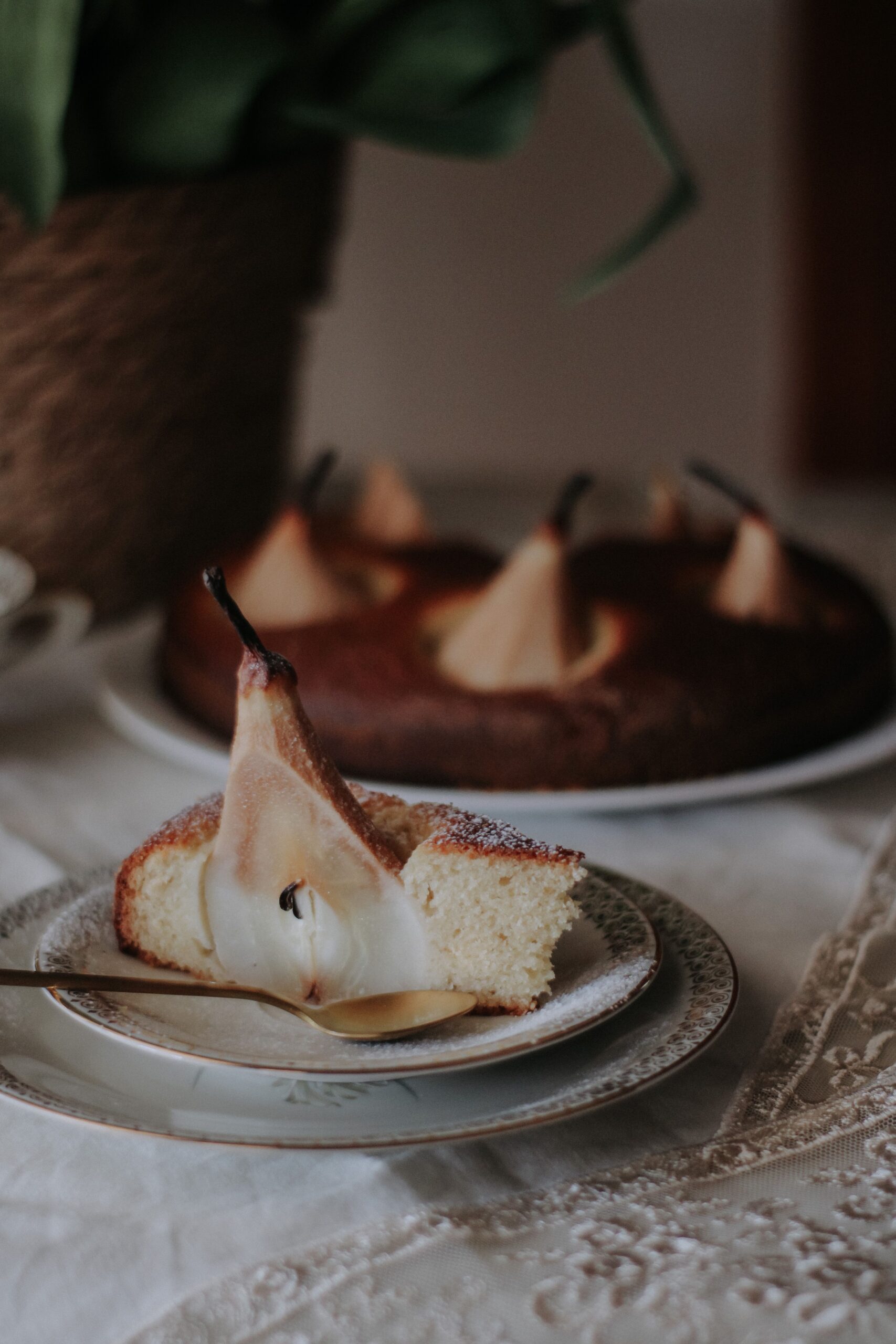 A poached pear tart for a sourdough poached pear tart recipe.